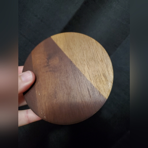 Chairish Walnut Geometric Wooden Boho Coasters Set of 4 - Picture 5 of 6